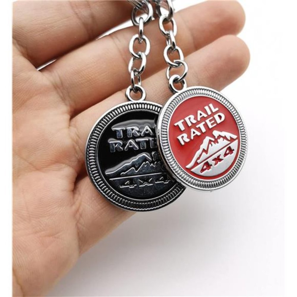 Set of 2 Jeep 4x4 Key Chain Ring - 3D Chrome Metal Car Keychain Keyring Alloy